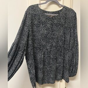 LOFT Black and White Dotted Blouse